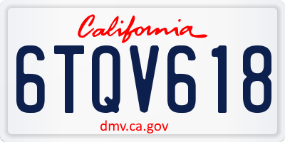 CA license plate 6TQV618