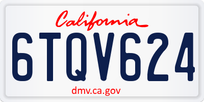 CA license plate 6TQV624