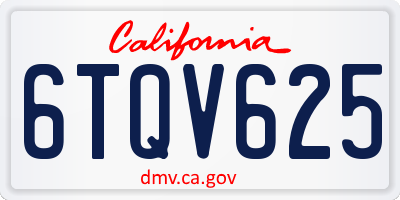 CA license plate 6TQV625