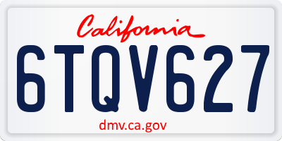 CA license plate 6TQV627