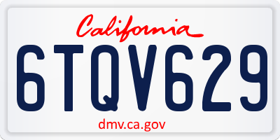 CA license plate 6TQV629