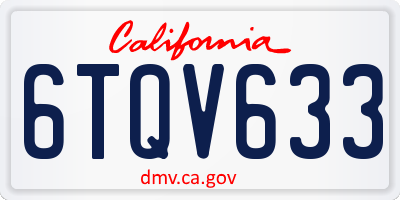 CA license plate 6TQV633