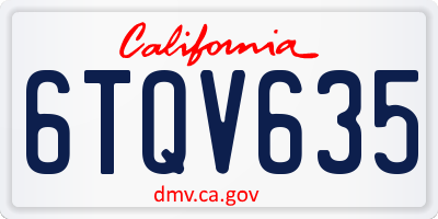 CA license plate 6TQV635