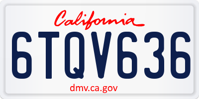 CA license plate 6TQV636
