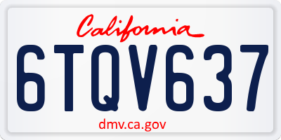 CA license plate 6TQV637