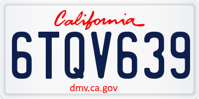 CA license plate 6TQV639