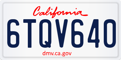 CA license plate 6TQV640