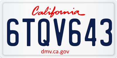 CA license plate 6TQV643