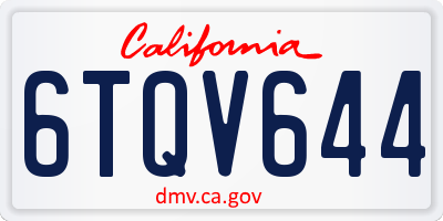 CA license plate 6TQV644