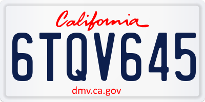 CA license plate 6TQV645