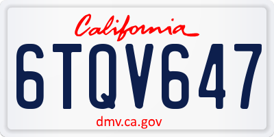 CA license plate 6TQV647