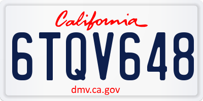 CA license plate 6TQV648