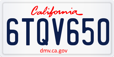 CA license plate 6TQV650