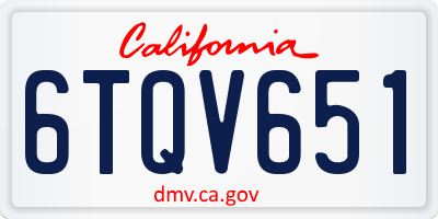 CA license plate 6TQV651