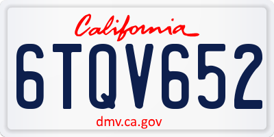 CA license plate 6TQV652