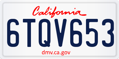 CA license plate 6TQV653