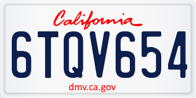 CA license plate 6TQV654