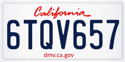 CA license plate 6TQV657