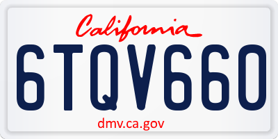 CA license plate 6TQV660