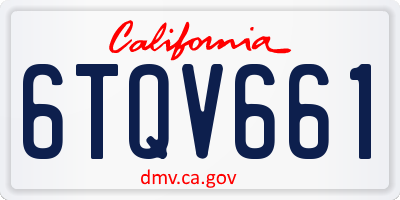 CA license plate 6TQV661