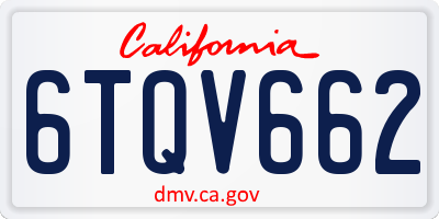 CA license plate 6TQV662