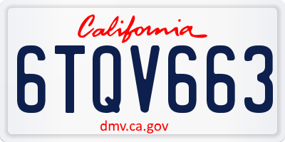 CA license plate 6TQV663