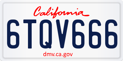 CA license plate 6TQV666