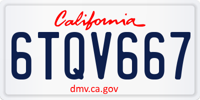 CA license plate 6TQV667