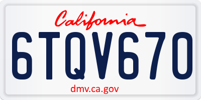 CA license plate 6TQV670