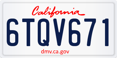 CA license plate 6TQV671