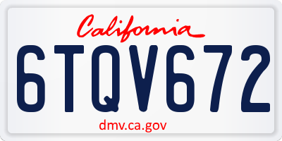 CA license plate 6TQV672
