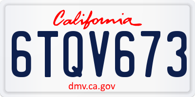 CA license plate 6TQV673