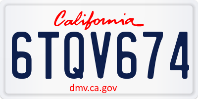 CA license plate 6TQV674
