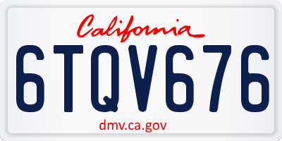 CA license plate 6TQV676