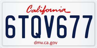 CA license plate 6TQV677