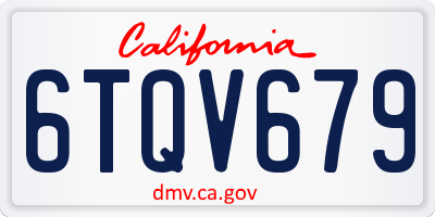 CA license plate 6TQV679