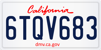 CA license plate 6TQV683