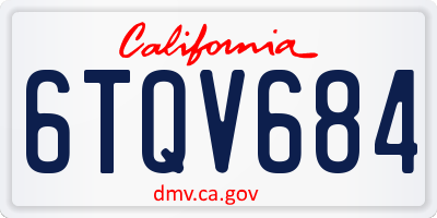 CA license plate 6TQV684