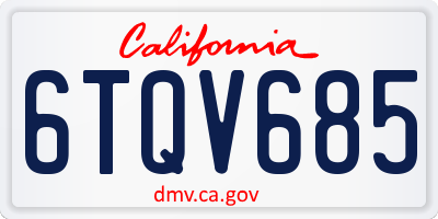 CA license plate 6TQV685