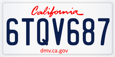 CA license plate 6TQV687