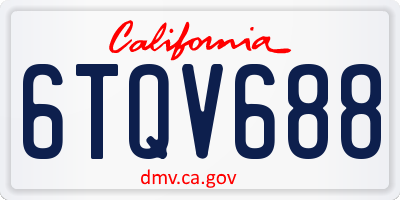 CA license plate 6TQV688