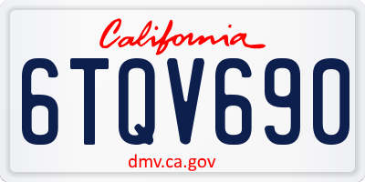 CA license plate 6TQV690