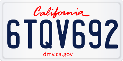 CA license plate 6TQV692