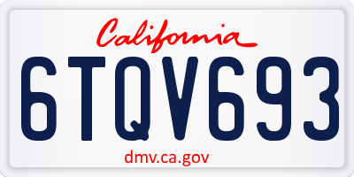 CA license plate 6TQV693