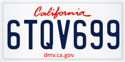 CA license plate 6TQV699