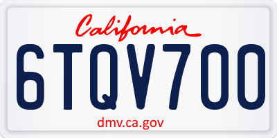 CA license plate 6TQV700