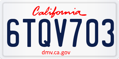 CA license plate 6TQV703