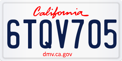 CA license plate 6TQV705