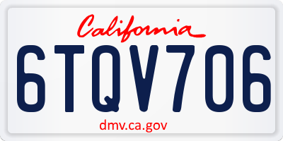 CA license plate 6TQV706