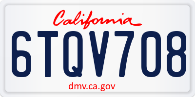 CA license plate 6TQV708